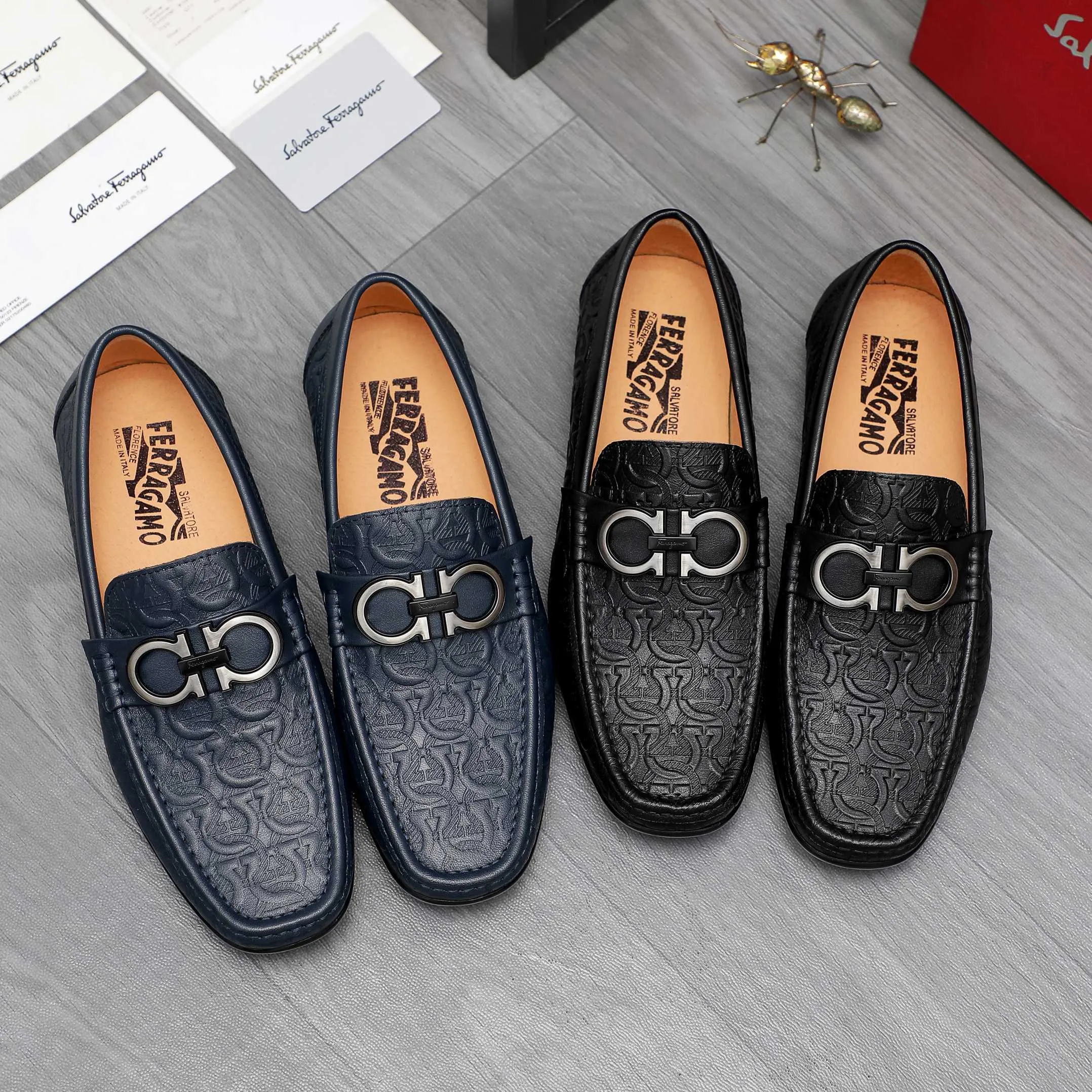 Men's shoes 💰380 Product trademark: Ferragamo "Ferragamo" casual slip-on shoes Regular size: 38-45 (45. Customized, non-returnable) Product materials: Selected embossed cowhide upper, pigskin lining, rubber outsole
